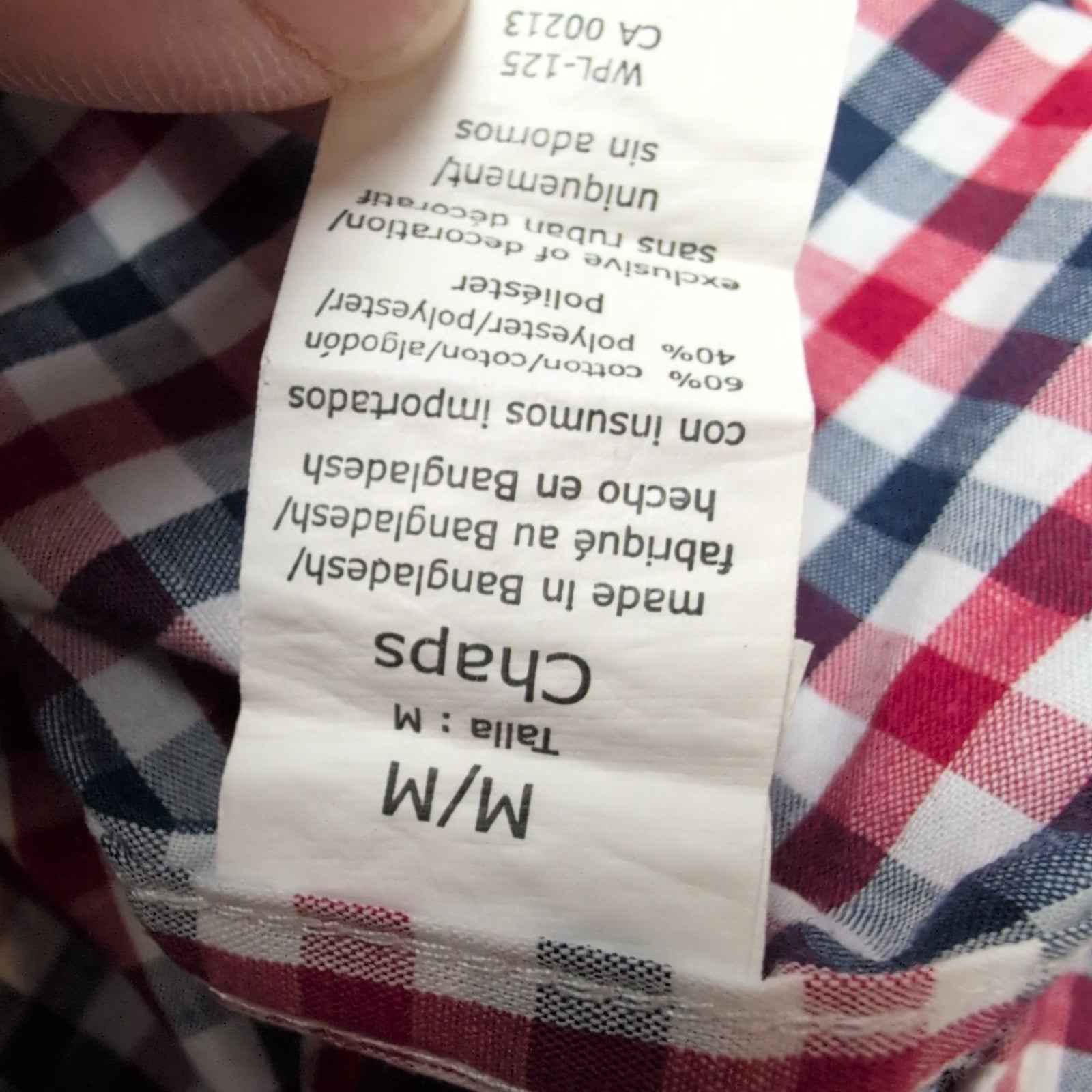 Chemise Chaps Carreaux Bleu Blanc Rouge Taille M Manches courtes