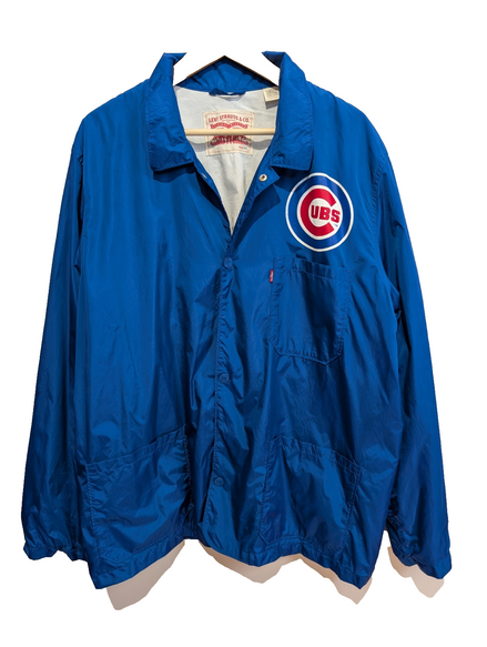 Veste Coach Jacket Levi's XXL Chicago Cubs Coupe-Vent Bleu Rare Vintage |207b