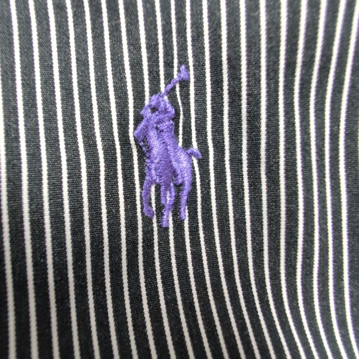 Chemise Ralph Lauren Custom Fit Dress Shirt 15 1/2 M Noir Rayures Coton