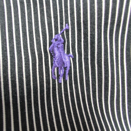 Chemise Ralph Lauren Custom Fit Dress Shirt 15 1/2 M Noir Rayures Coton