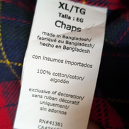 🔥 CHEMISE FLANELLE CHAPS XL (TG) TARTAN ROUGE VERT BLEU LOGO BRODÉ