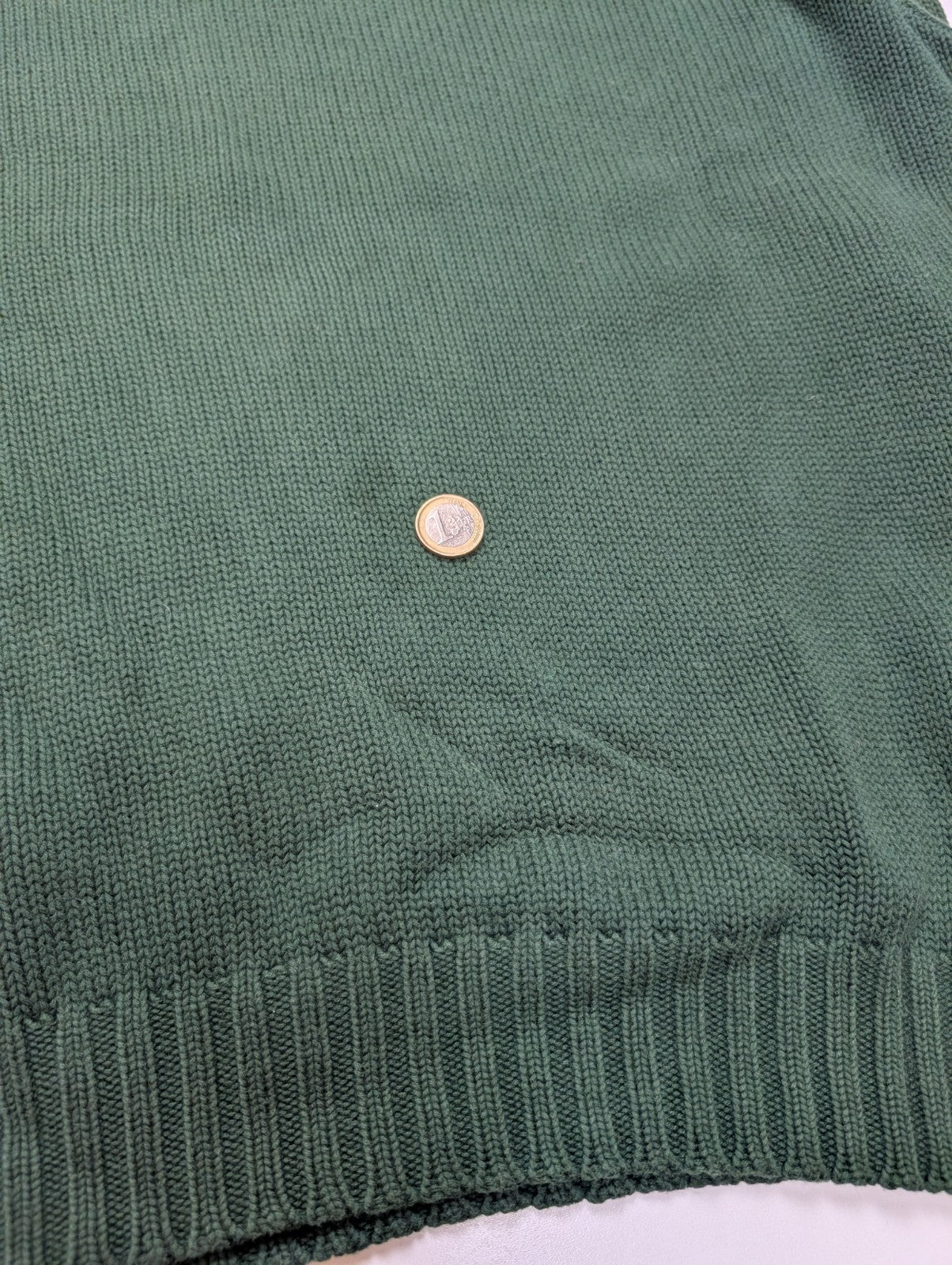 Pull POLO RALPH LAUREN Homme XL Vert Forêt Grosse Maille Logo Marine Vintage