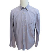 Lacoste chemise lilas bleu carreaux crocodile vert taille 44 XXL