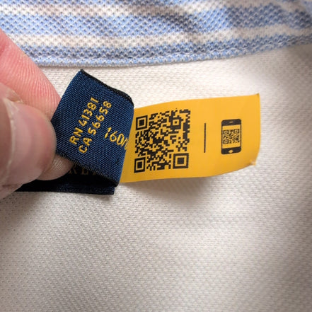 Chemise Ralph Lauren Taille S Blanc Uni Coton Piqué QR Code Logo Marron