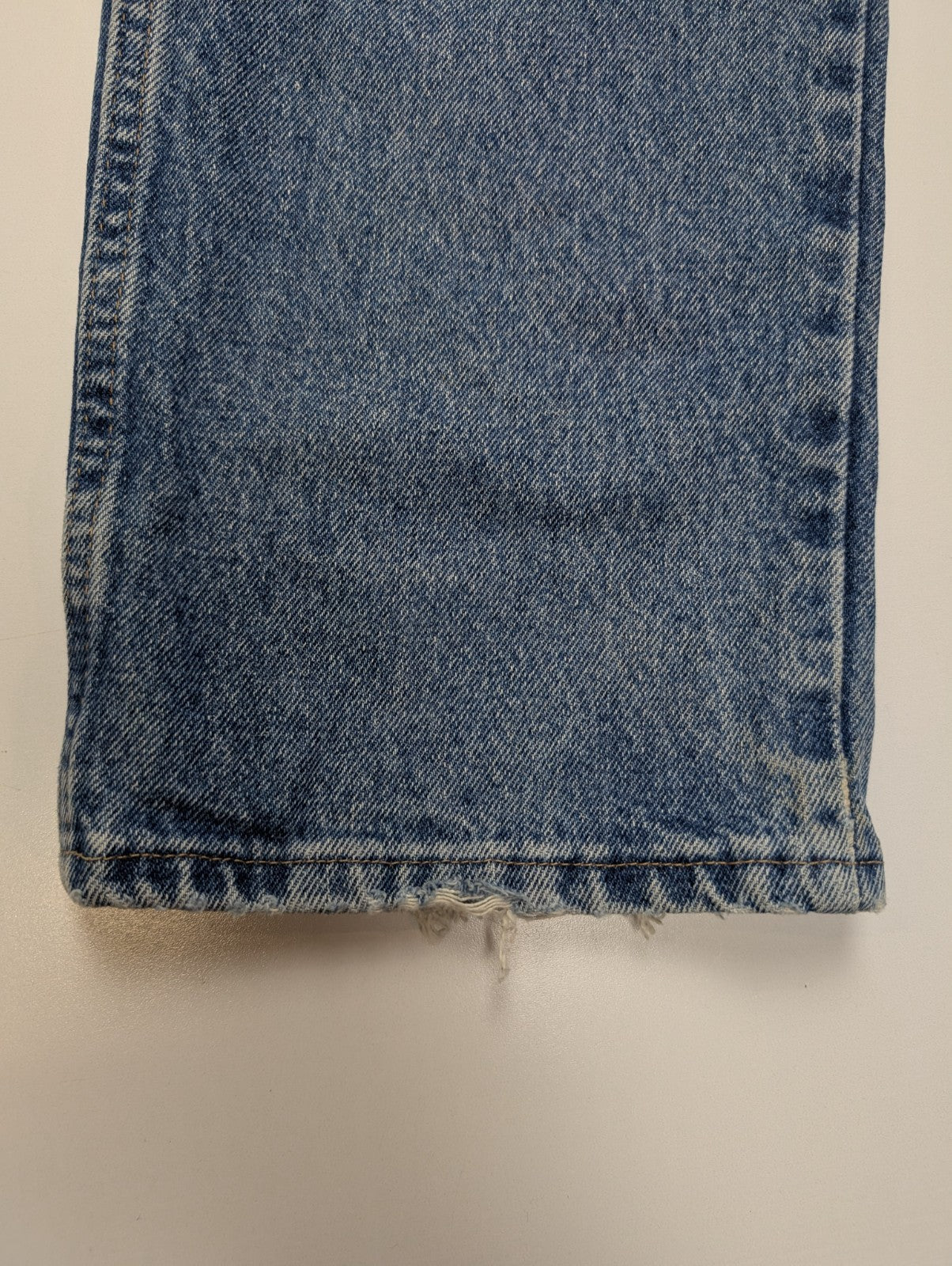 Jean Wrangler Homme Vintage Bleu Style Grunge Distressed Genou Troué W36 L31