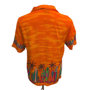 Chemise Hawaïenne IN GEAR M Rayonne Orange Palmiers Surf Manches Courtes