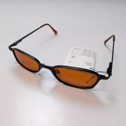 Lunettes de soleil Cyber Y2K Ambre Branches Fines Monture Métal Noir brossé