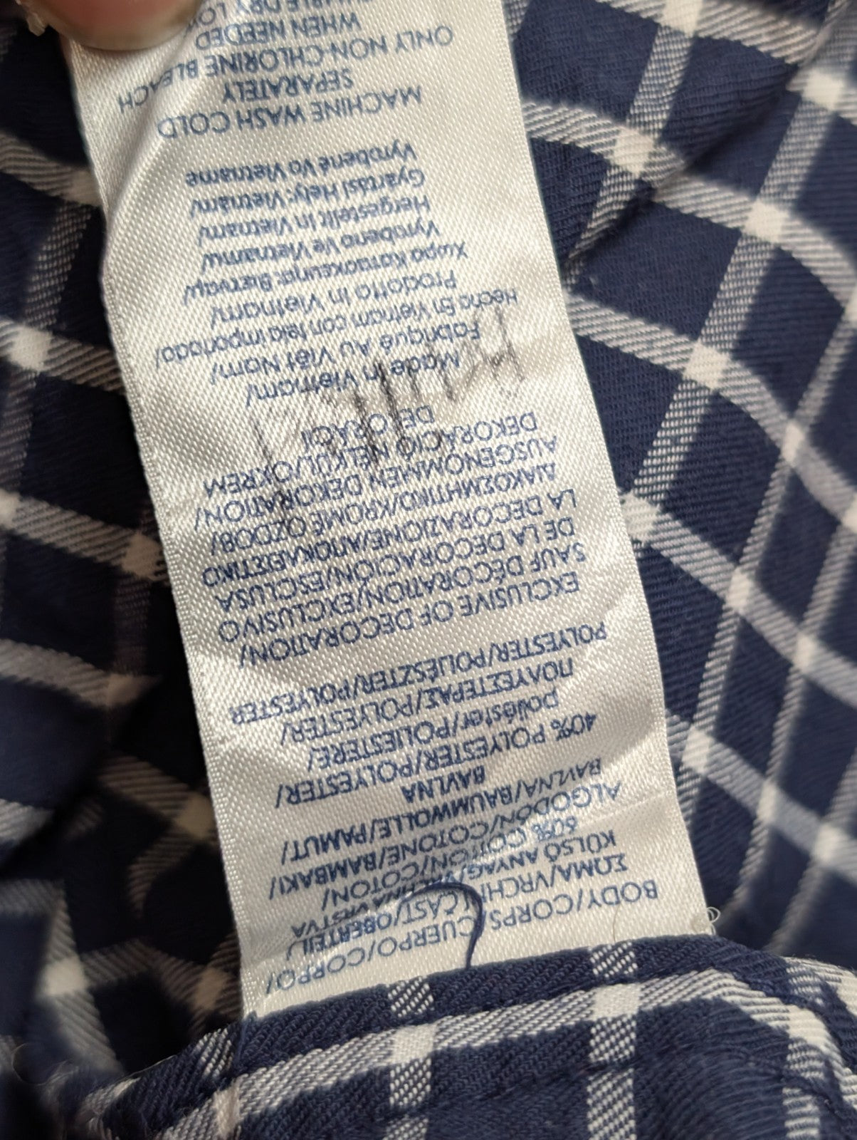 👕 CHEMISE CHAPS EASY CARE TWILL XL (TG) CARREAUX BLEU MARINE 60% COTON