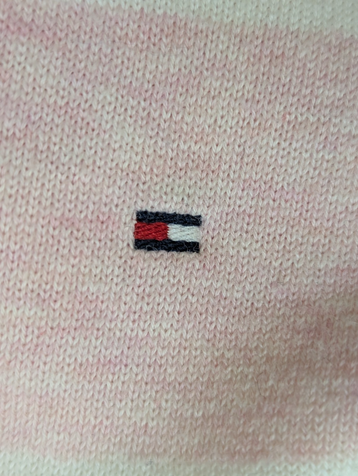 Pull Col V Tommy Hilfiger à rayures Rose Bleu Blanc Femme - Taille XS