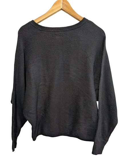 Pull Calvin Klein Jeans femme XS S noir paillettes manches chauve-souris
