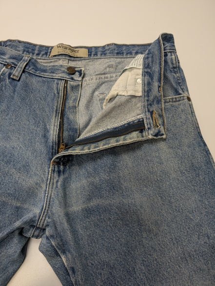 Jean Wrangler Homme Vintage Bleu Style Grunge Distressed Genou Troué W36 L31