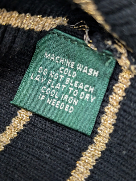 Pull Ralph Lauren (Lauren) Femme S Col Roulé Noir Doré Boutons Métal Chic 🏷️