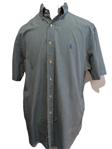 Ralph Lauren Chemise Classic Fit L Carreaux Vert Bleu Logo Violet