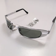 Lunettes de soleil Y2K Branche large Métal chromé Rectangulaire Cyber Steampunk