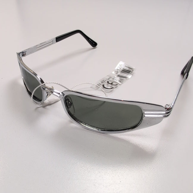 Lunettes de soleil Y2K Branche large Métal chromé Rectangulaire Cyber Steampunk