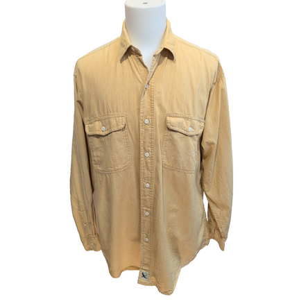 Chemise Eddie Bauer Jaune Vintage Manches Longues 100% Coton Taille M Large