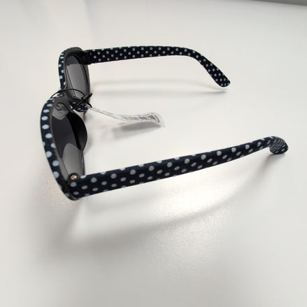 Lunettes de soleil Femmes Bleu Marine à Pois Blancs Effet Tissu Branches Larges