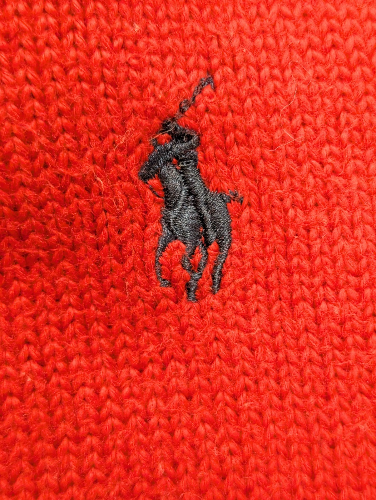 Pull POLO RALPH LAUREN Homme XL Rouge Col Rond Maille Chaude Logo Marine
