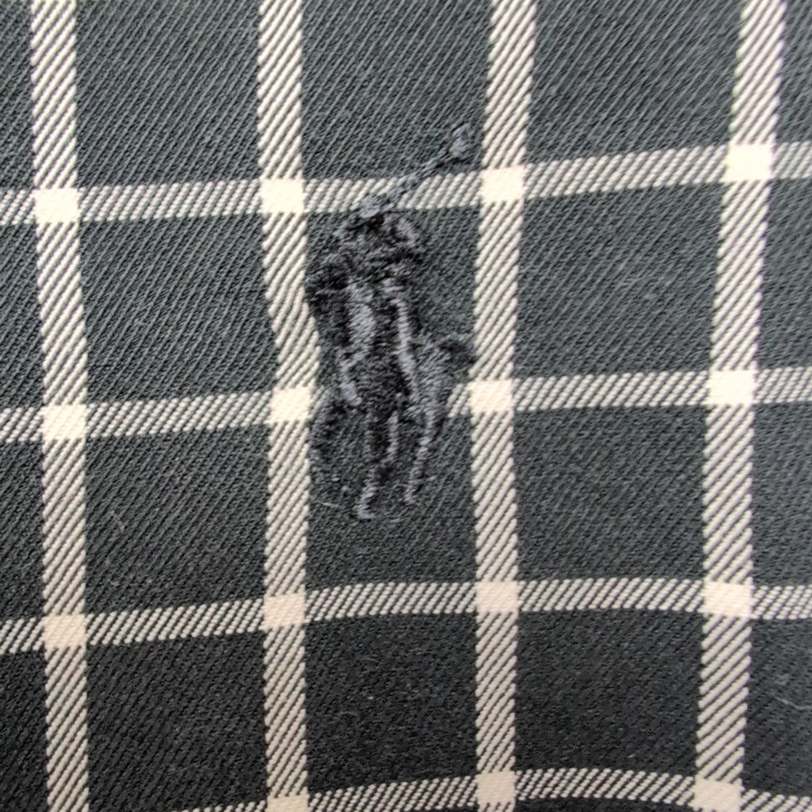 Chemise Ralph Lauren Blake Taille L Noire Carreaux Blancs 100% Coton Logo Noir