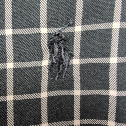 Chemise Ralph Lauren Blake Taille L Noire Carreaux Blancs 100% Coton Logo Noir