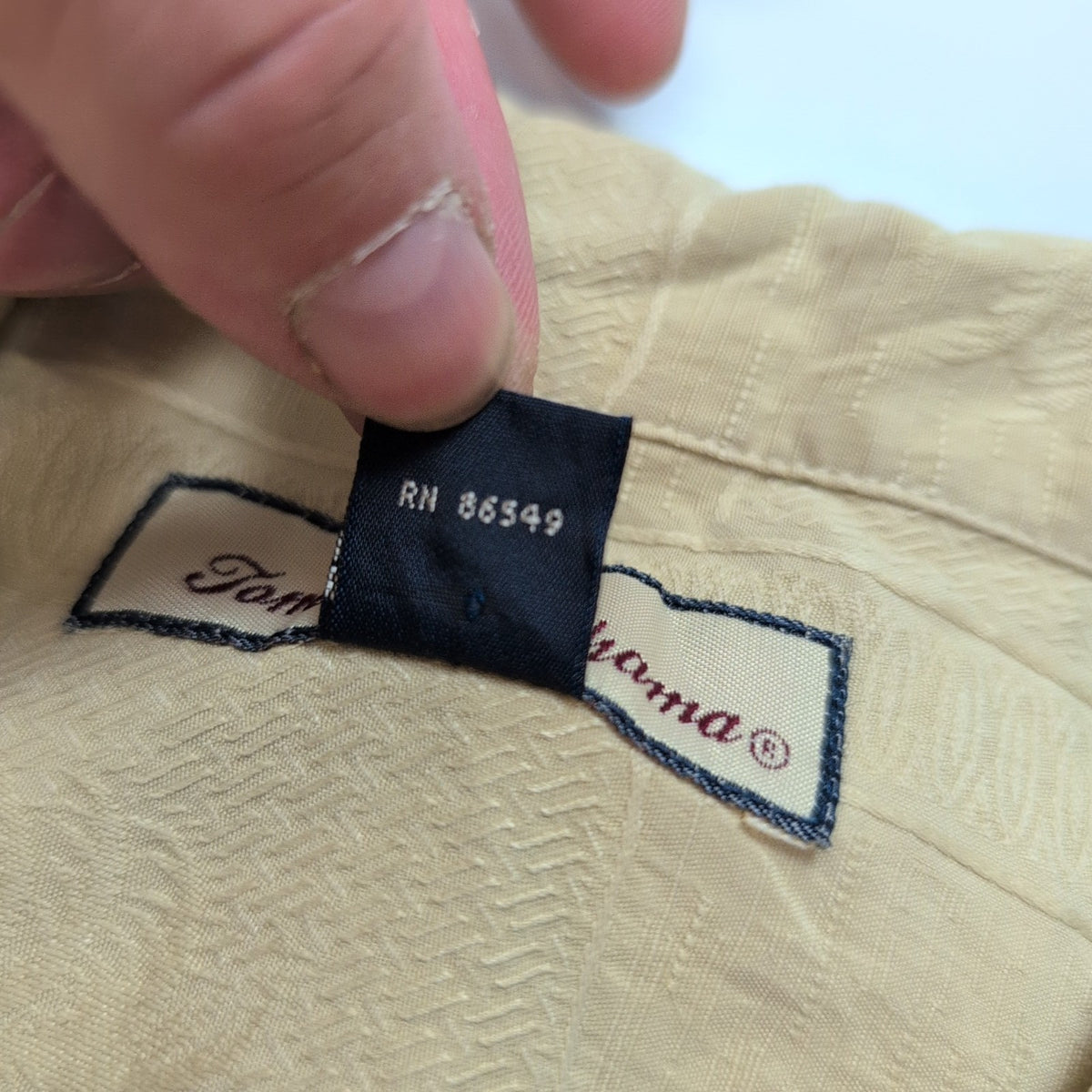 Chemise Hawaïenne Tommy Bahama S 100% Soie Jaune Pâle Palmier manches courtes