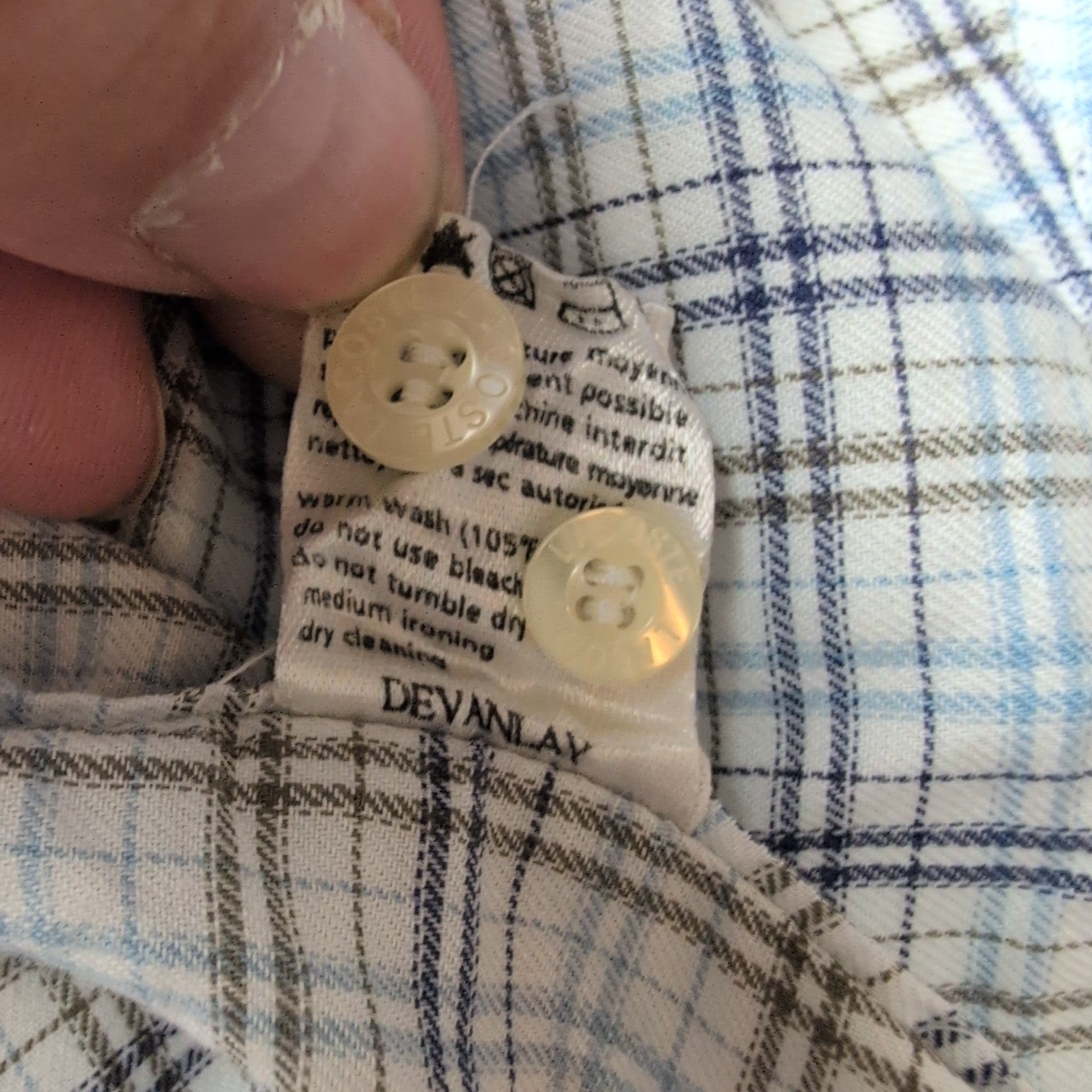 Chemise Lacoste XL 44 Made in France Carreaux Bleu Logo Poche manches longues
