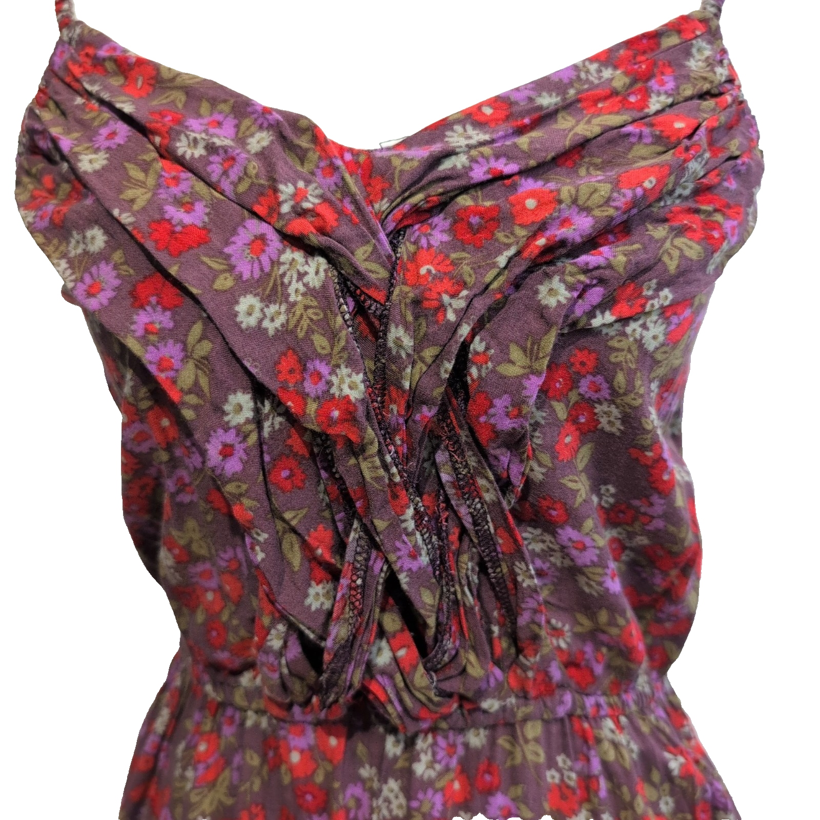 Robe d'été Femme Fleurie Violet Rose Bretelles Réglables Bohème XS/S