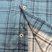 Chemise Wrangler Jeans Co Bleu à carreaux Taille L 100% Coton Manches courtes P