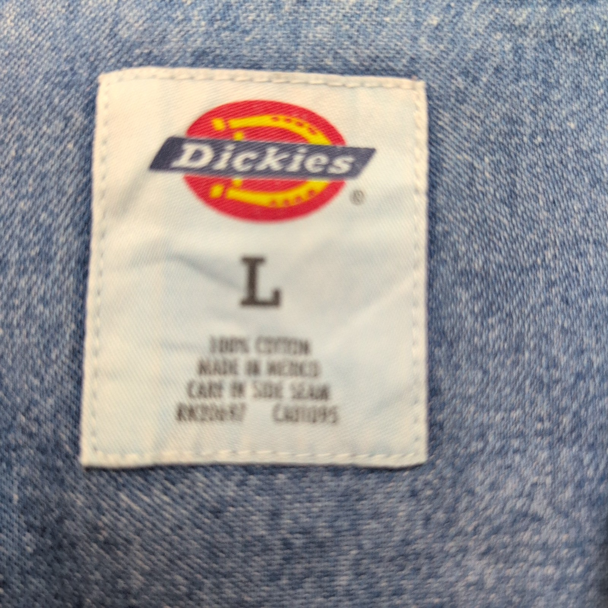 Chemise Dickies L Jean Bleu 100% Coton Poche Logo Manches Longues