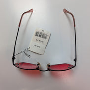 Lunettes de soleil Cyber Y2K Verres Rouges Branches Fines Métal Noir Mat