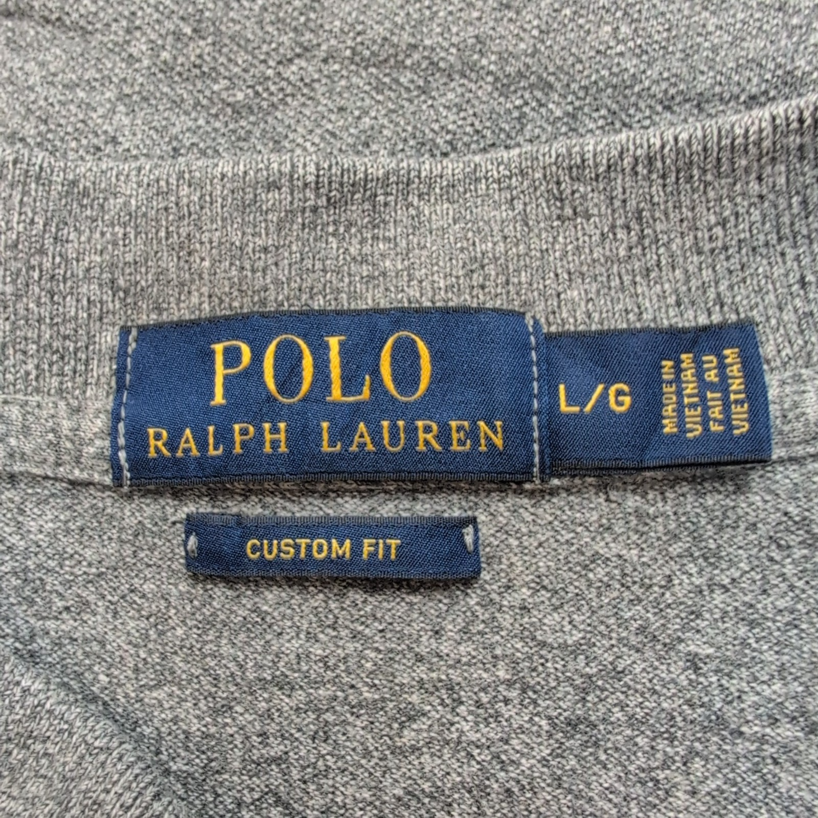 Polo Ralph Lauren Homme L Gris Logo Rouge Polo Manches Courtes Custom Fit