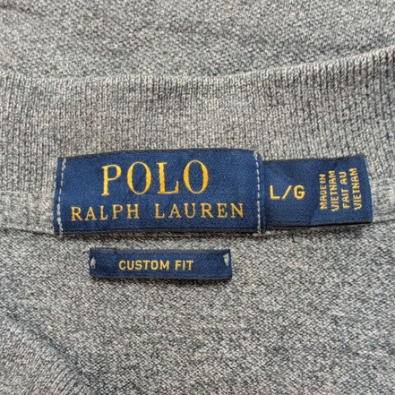 Polo Ralph Lauren Homme L Gris Logo Rouge Polo Manches Courtes Custom Fit
