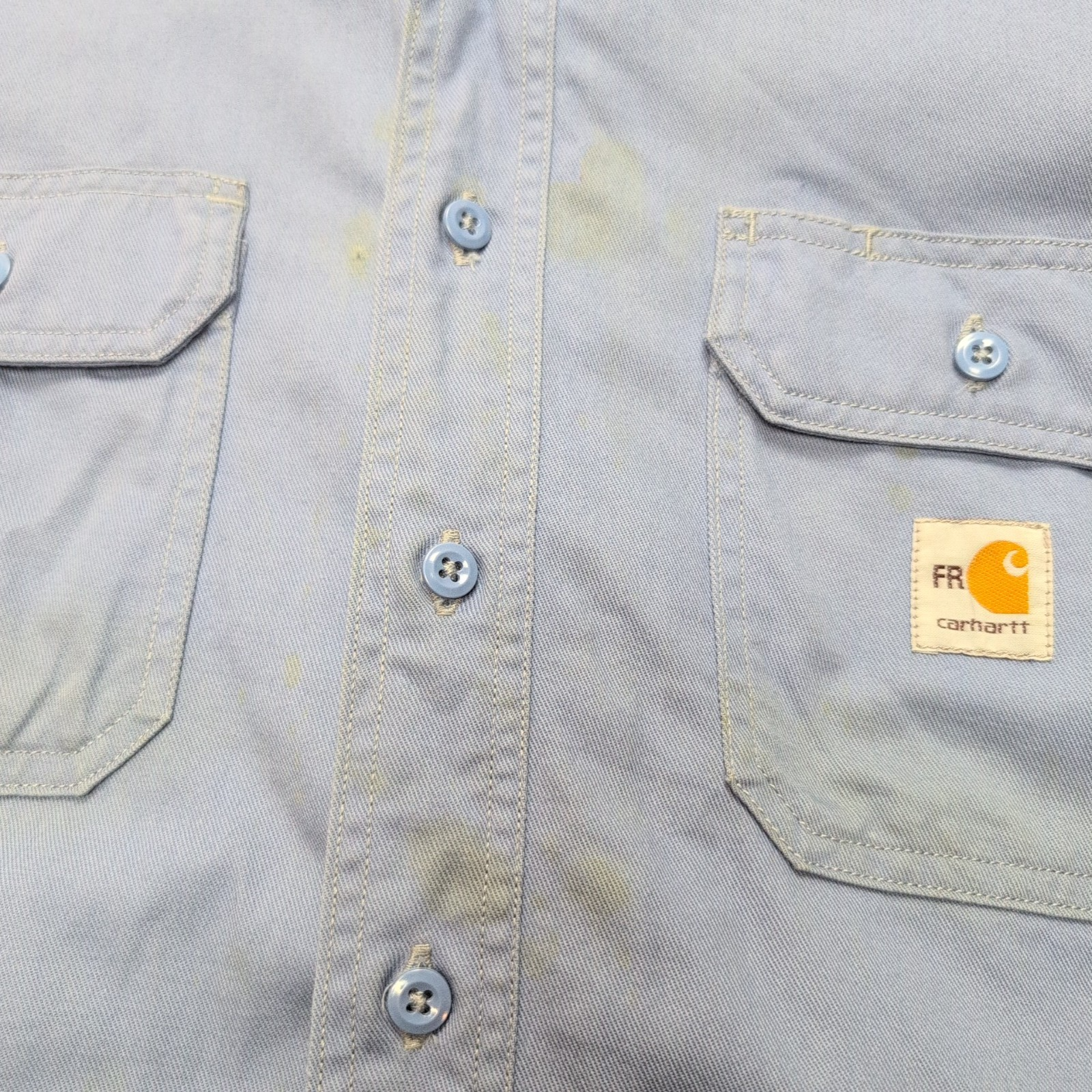 Chemise Carhartt FR 2XL 3XL HRC 2 Bleu Ciel Workwear Coupe-Feu manches longues