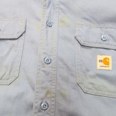 Chemise Carhartt FR 2XL 3XL HRC 2 Bleu Ciel Workwear Coupe-Feu manches longues