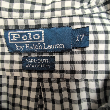 Chemise Polo Ralph Lauren XL Yarmouth Carreaux Noir Blanc Coton Logo Noir