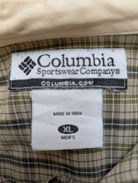 CHEMISE COLUMBIA Sportswear Carreaux Vert Kaki XL TG Homme 100% Coton