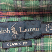 CHEMISE Ralph Lauren homme L Classic Flannel VERT ROUGE 🌲