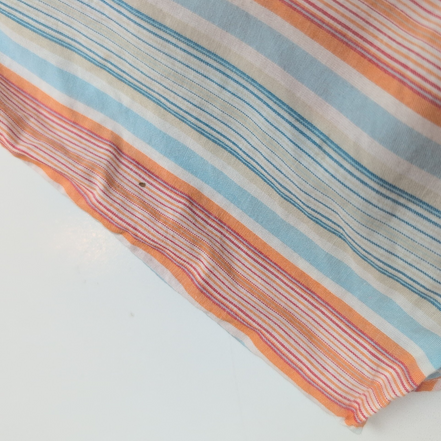 Chemise Nautica Classic Fit L Bleu Orange Rayures 100% Coton Manches Courtes