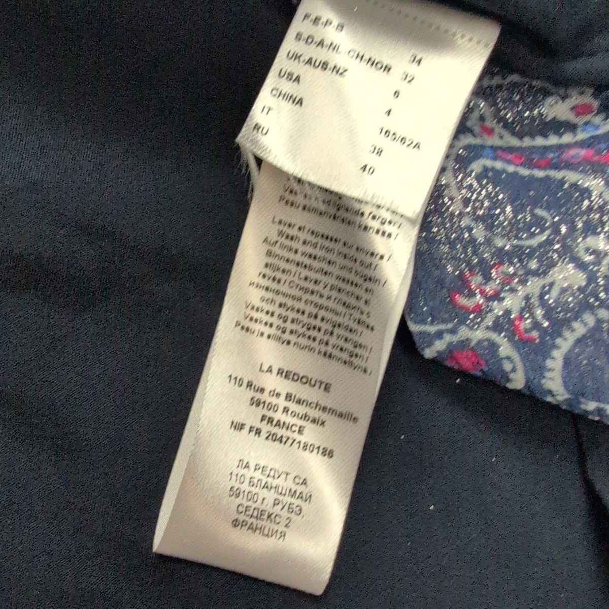 Robe La Redoute 34 Cache-Cœur Bleu Rose Paisley Brillante Neuve