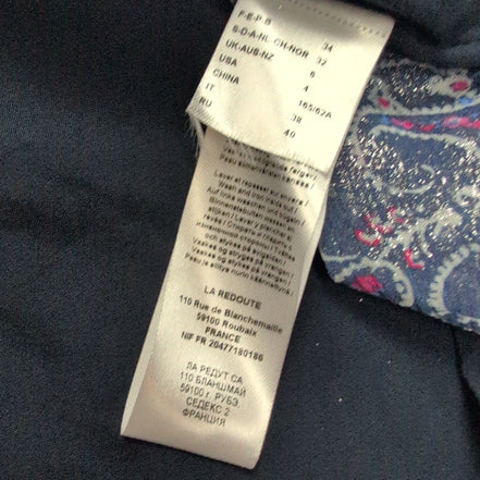Robe La Redoute 34 Cache-Cœur Bleu Rose Paisley Brillante Neuve