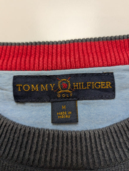 Sweat Tommy Hilfiger GOLF Vintage Bleu Marine Patiné - Taille M - 100% Coton