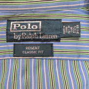 Chemise Polo Ralph Lauren Regent M/L Classic Fit Rayures Bleu Vert Coton Shirt