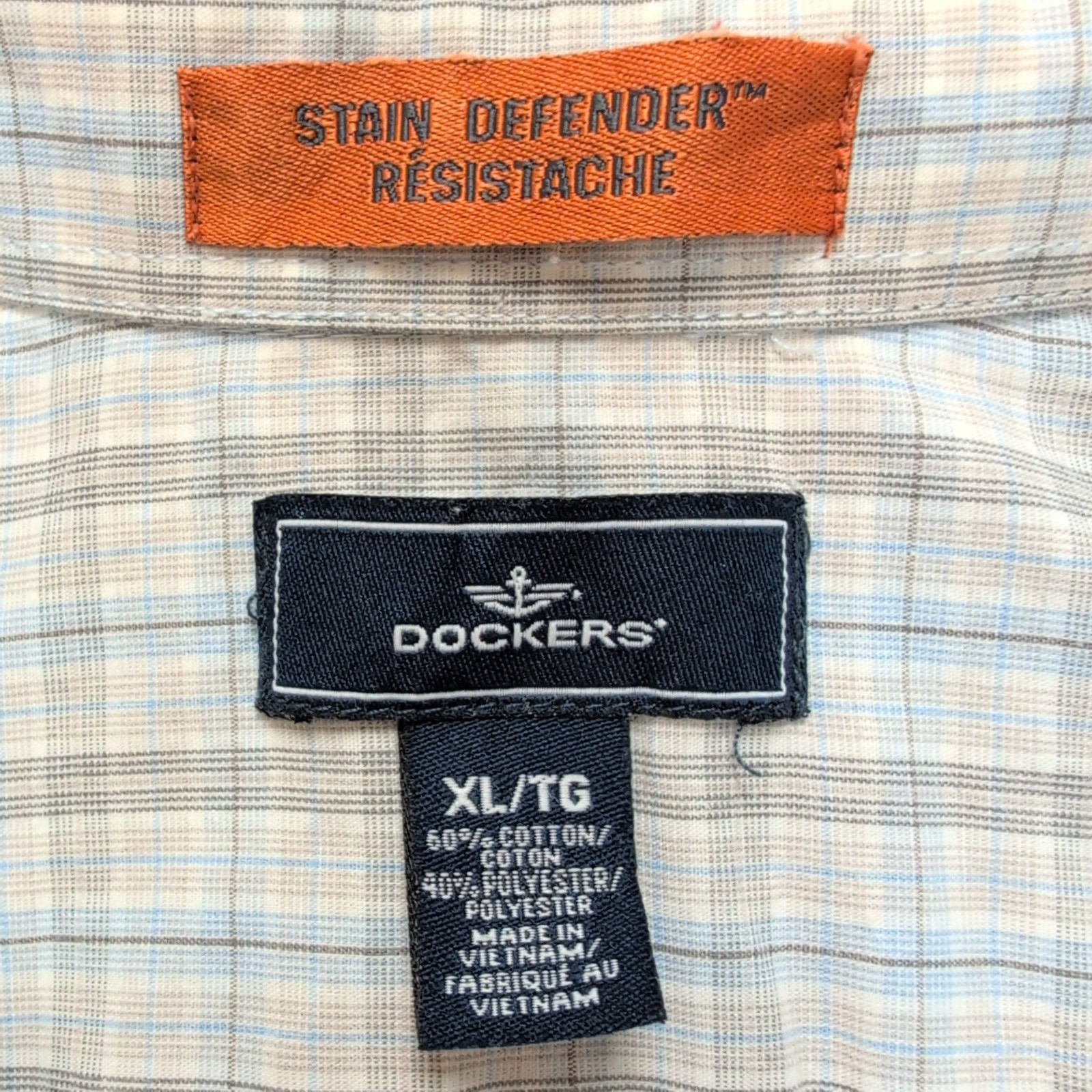 Chemise Dockers Carreaux Bleu T. XL 60% Coton 40% Polyester Manches courtes Poch