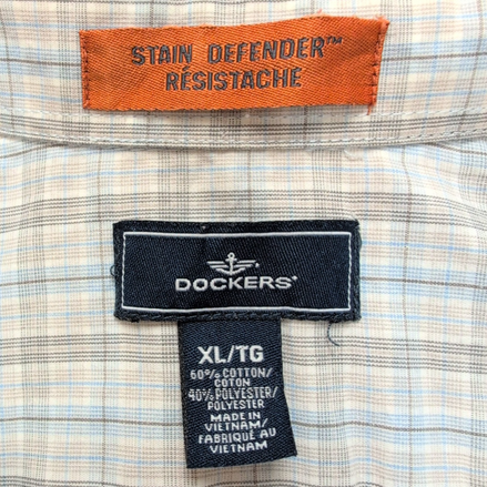 Chemise Dockers Carreaux Bleu T. XL 60% Coton 40% Polyester Manches courtes Poch