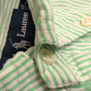 Chemise Ralph Lauren XL Verte Rayures Manches Courtes Classic Fit BD Shirt