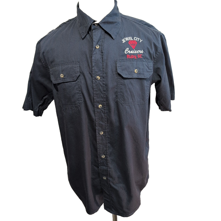 Chemise Wrangler Manche Courte Bleu Marine Broderies Diamant Taille M Deux Poche