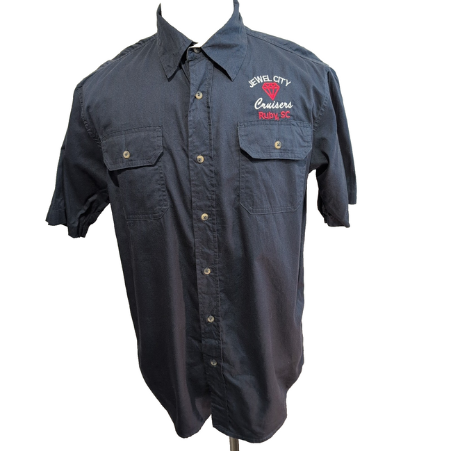 Chemise Wrangler Manche Courte Bleu Marine Broderies Diamant Taille M Deux Poche