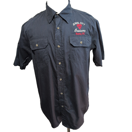 Chemise Wrangler Manche Courte Bleu Marine Broderies Diamant Taille M Deux Poche