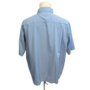 Brent Chemise Vintage Bleu Clair Unie Manches Courtes Homme Taille XL