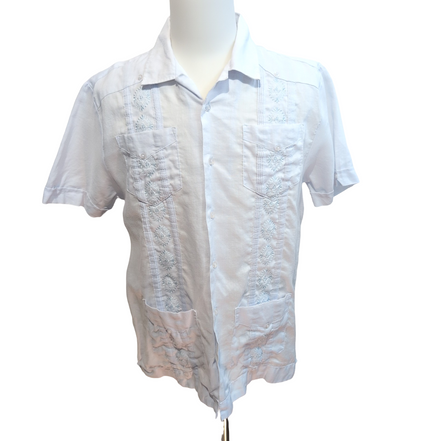 Chemise Lin Cuba Panama Successa Lilas Clair Guayabera 4 Poches L